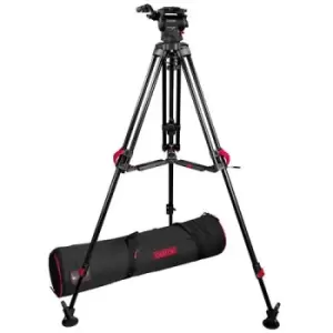 image of Cartoni Focus 8 Fluid Head with Red Lock Aluminium Tripod and Mid-level Spreader Kit