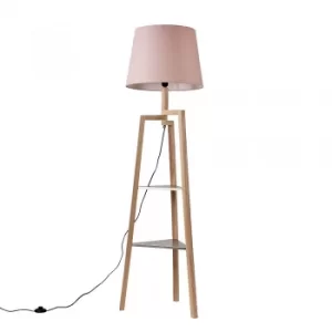 Towa Shelved Tripod Floor Lamp with XL Dusty Pink Aspen Shade