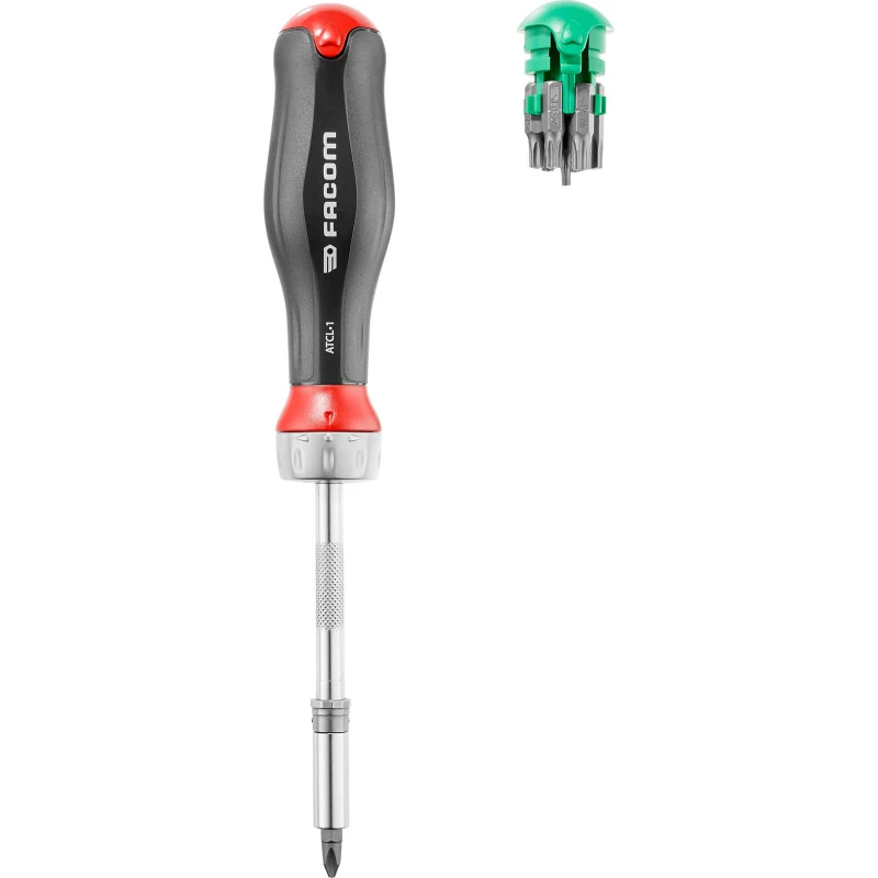 Image of Facom ATCL.1 ProTwist 3 in 1 Ratchet Screwdriver and 15 Piece Bit Set ATCL.1PB