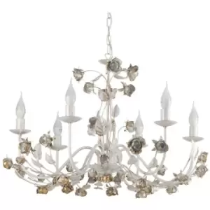 image of Onli Carolina 6 Light Flower Design Multi Arm Chandelier, Ivory