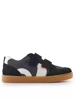 Image of Start-rite Enigma Boys Black Suede Leather/canvas Double Riptape Trainers - Black, Size 8.5 Younger