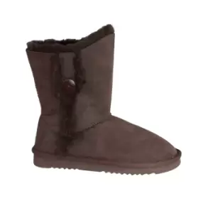 Image of Eastern Counties Leather Womens/Ladies Lacey Sheepskin Button Boots (4 UK) (Chocolate)