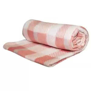 image of Velosso Check Polar Fleece Blanket (One Size) (Blush Pink)