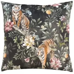 Image of Orient Tiger Repeat Cushion Jet, Jet / 43 x 43cm / Polyester Filled