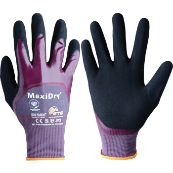 image of 56-425 MaxiDry GP Palm-side Coated Black/Purple Gloves - Size 10