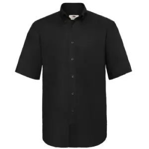 Image of Fruit Of The Loom Mens Short Sleeve Oxford Shirt (M) (Black)