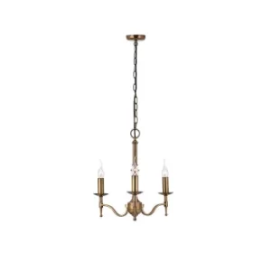 Image of Stanford 3 Light Multi Arm Ceiling Pendant Chandelier Antique Brass, E14