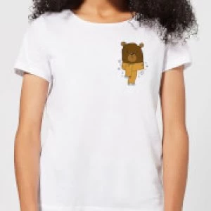 Image of Christmas Bear Pocket Womens T-Shirt - White - 3XL