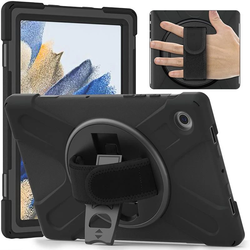 Image of eSTUFF AUSTIN Defender Case with Hand Strap for Samsung Galaxy Tab A8 10.5 - Black