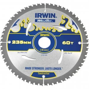 Image of Irwin Weldtec Construction Saw Blade 235mm 60T 30mm
