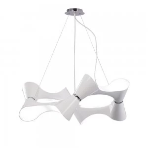 Image of Ceiling Pendant 8 Twisted Round Light E27, Gloss White Acrylic, Polished Chrome