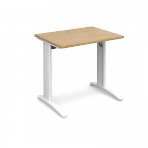 image of TR10 Straight Desk 800mm x 600mm - White Frame Oak Top