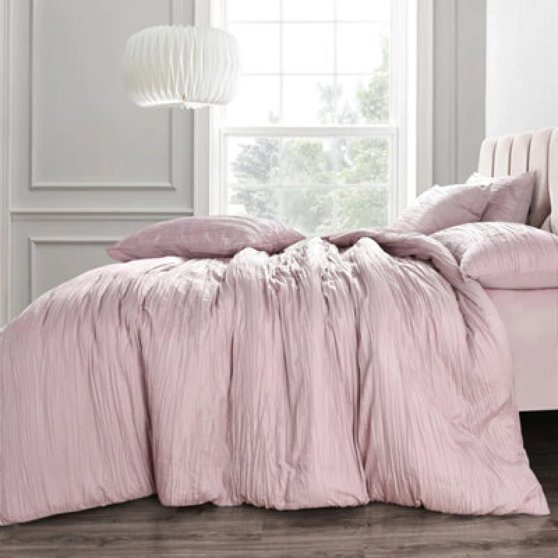Image of Velosso Elegant Pleated Duvet Cover Set With Pillowcase Modern Bedroom Decor, Luxury Duvet - Machine Washable And Wrinkle-Resistant - Pink