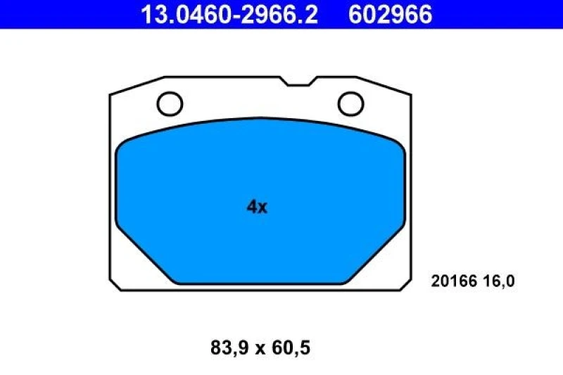 Image of ATE 13.0460-2966.2 Brake pad set excl. wear warning contact Brake Pad Set,disc brake (402)