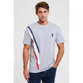 image of US Polo Assn Side Stripe T Shirt - Vintage Grey