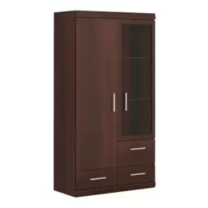 image of Imperial 2 Door 3 Drawer Glazed Display Cabinet In Dark Mahogany Melamine