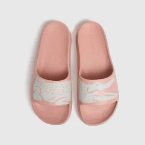 image of Lacoste Pale Pink Croco Slide 2.0 Sandals