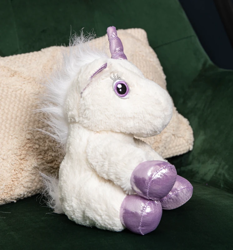Image of 24cm Plush White Unicorn with Sparkly Purple Horn and Hooves