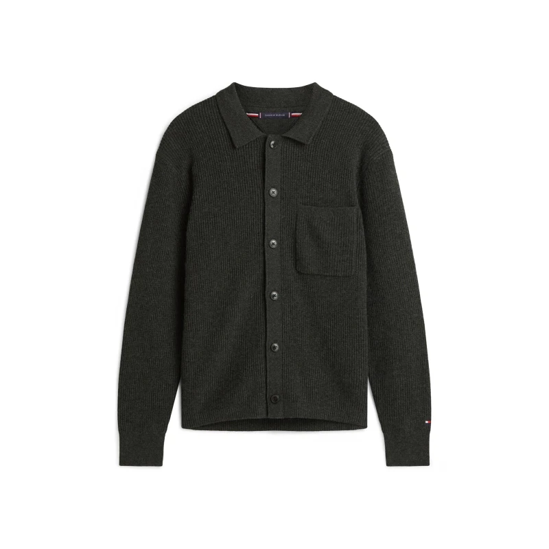 Image of Tommy Hilfiger Mens Rib Button Cardigan Grey Heather male XL