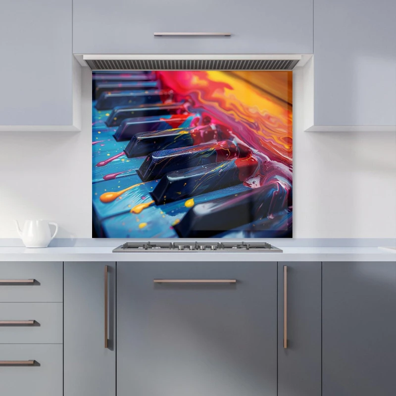 Image of Warren Reed - Designer Colorful Melody: A Piano's Dream Kitchen Splashback Size: 600mm x 750mm Multicolor Unisex 600mm x 750mm