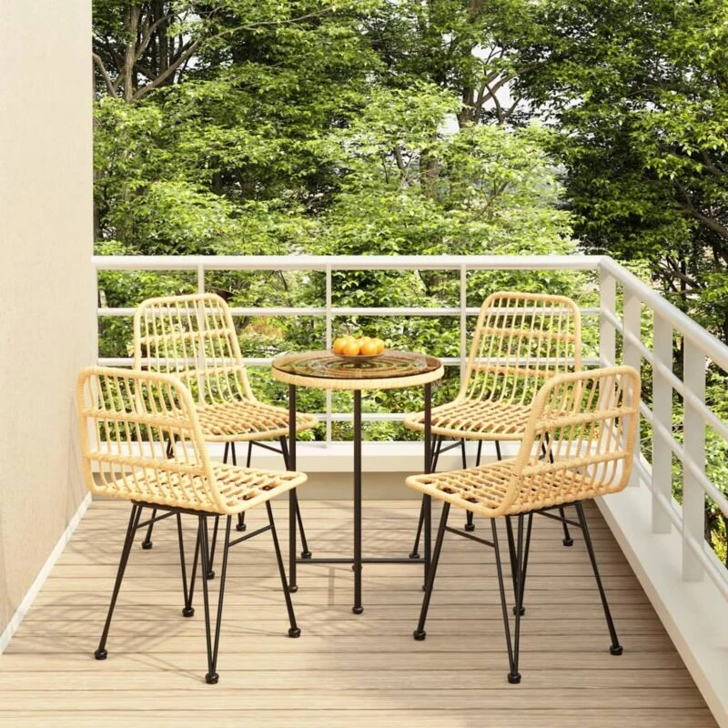 Image of vidaXL 5 Piece Garden Dining Set Poly Rattan, Brown 3157839