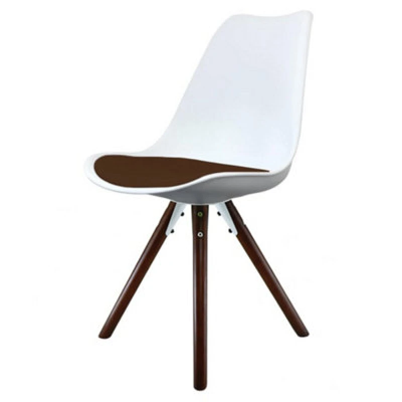 Image of Fusion Living Soho Plastic Dining Chair with Pyramid Dark Wood Legs Chocolate