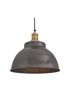 Image of Brooklyn Dome Pendant, 13 Inch, Pewter, Brass Holder