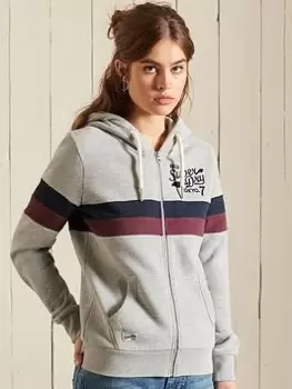 Image of Superdry Collegiate Block Hoodie - Grey, Size 12, Women
