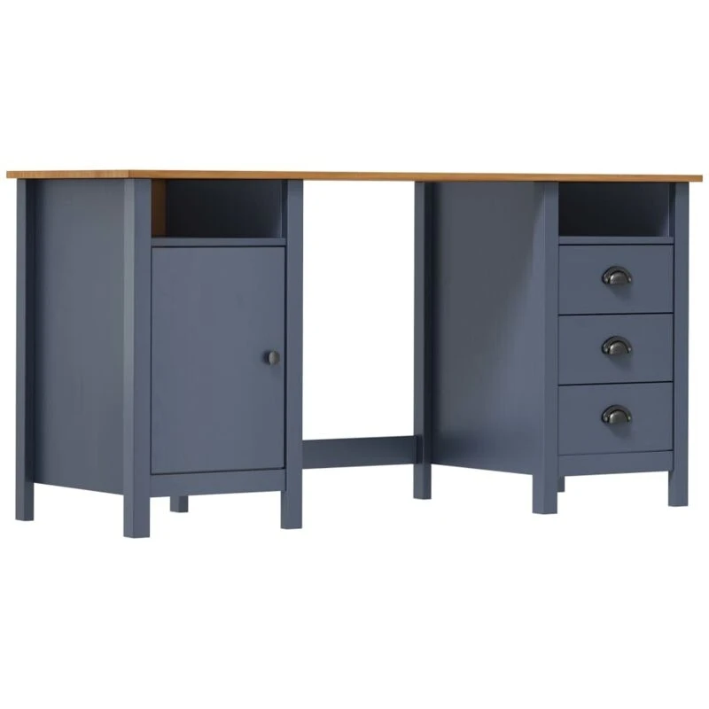 Image of VIDAXL Desk Hill Grey 150x50x74cm Solid Pine Wood Vidaxl 8719883910673