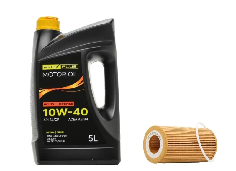 Image of RIDEX PLUS 100908O0022P Oil change kit (oil filter + engine oil) Oil change kit (oil filter + engine oil) (100908)