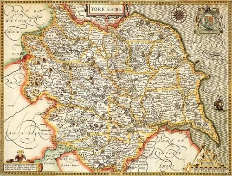 Image of John Speed Historial Map Yorkshire Historical Map 1000 Piece Jigsaw Puzzle (1610)
