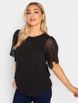 Image of M&Co Dobby Angel Sleeve Blouse - Black, Size 12, Women