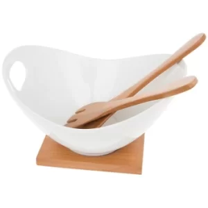 Image of White Bamboo Oval Salad Bowl