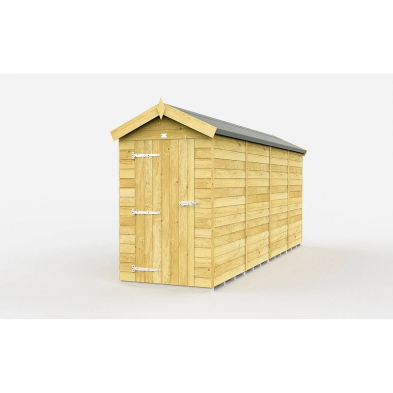 Image of Buttercup Farm 4 x 16 Feet Apex Shed - Single Door W/O Window - L472 x W118 x H217cm in Brown Brown Unisex