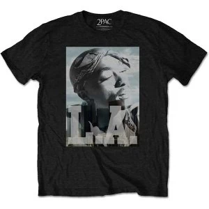 Tupac - LA Skyline Unisex X-Large T-Shirt - Black