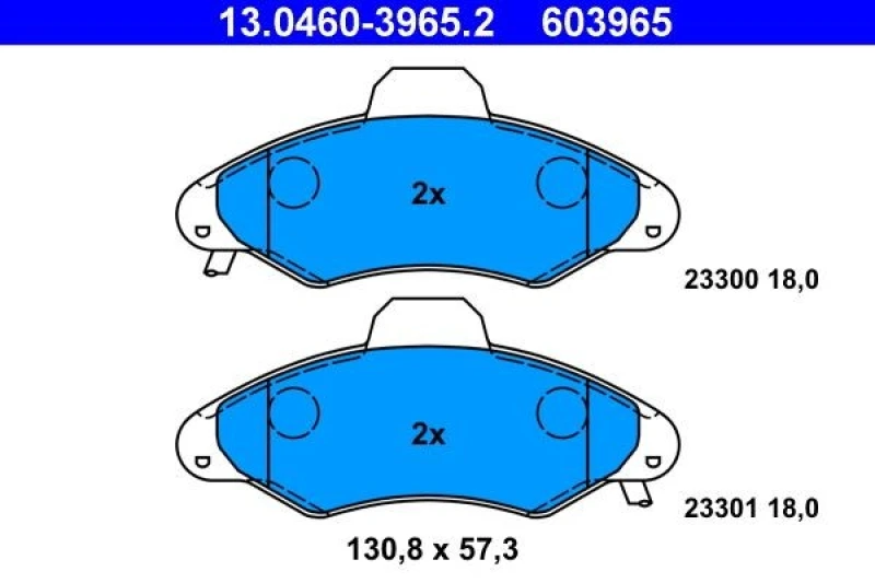 Image of ATE 13.0460-3965.2 Brake pad set excl. wear warning contact Brake Pad Set,disc brake (402)