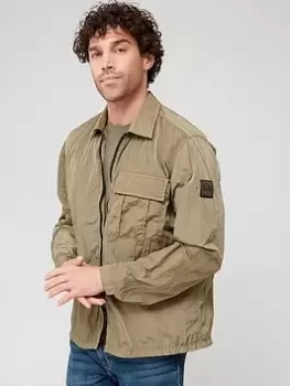 Image of BOSS Loony Overshirt - Khaki , Light Green, Size L, Men