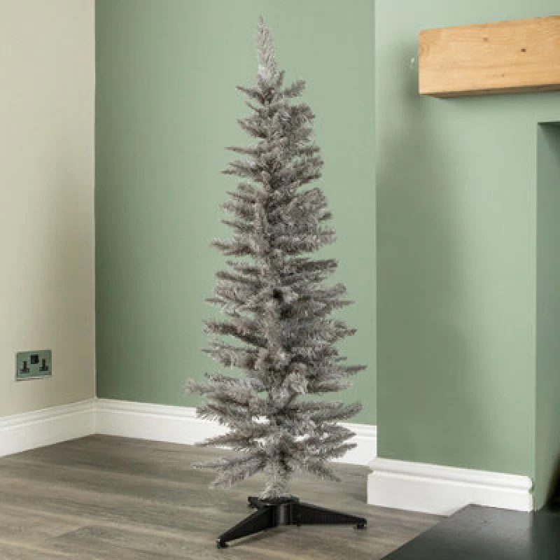Image of Samuel Alexander 4ft (120Cm) Artificial Pencil Pine Grey Christmas Tree With 168 Tips & Stand