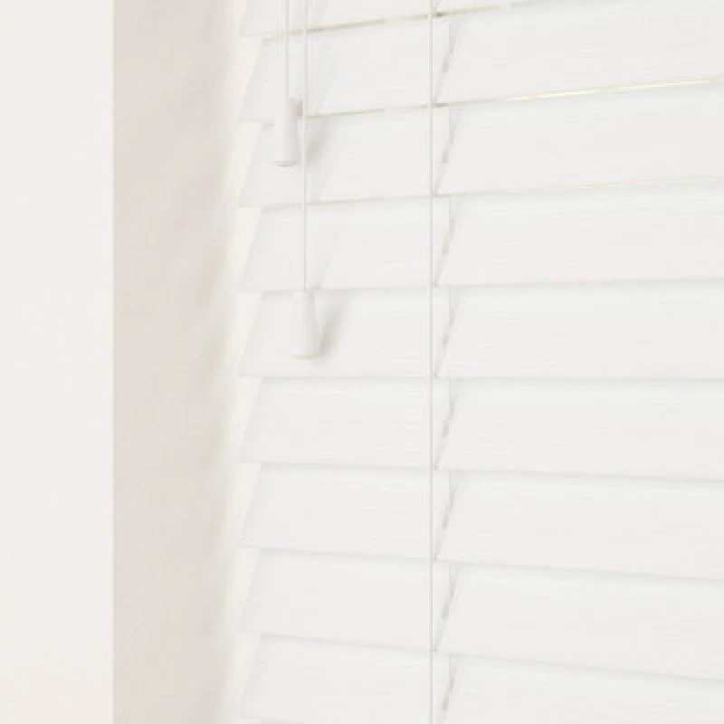 Image of Blinds Outlet Faux Wood String Venetian Blind in White Size: 120cm width x 120cm drop White Unisex 120cm width x 120cm drop