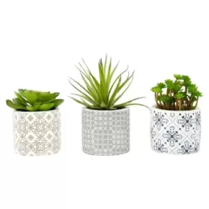 image of Interiors By Ph Set Of 3 Faux Succulents Henna Ceramic Pots