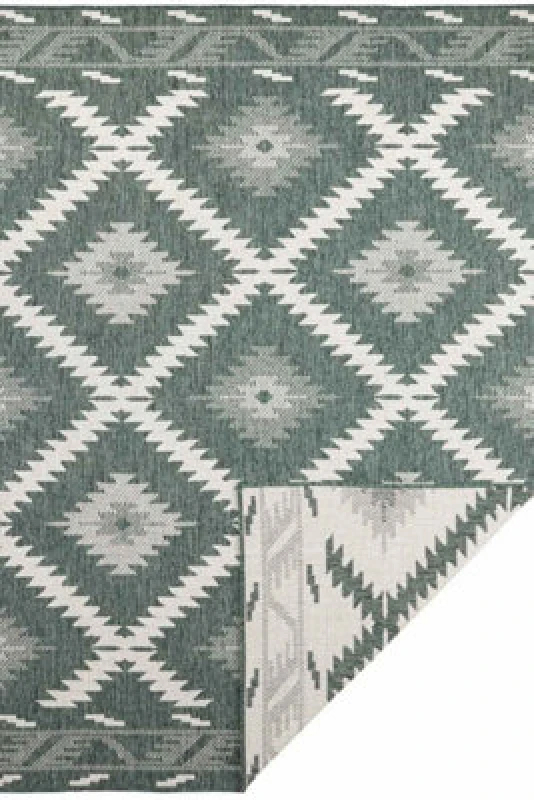 Image of The Rugs Malibu Reversible Indoor-Outdoor Rug - Polypropylene Diamond Flatweave In Green