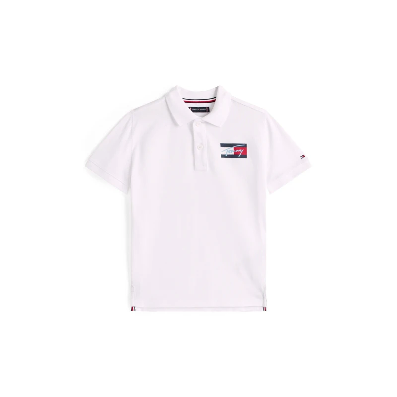 Image of Tommy Hilfiger Kids Short Sleeve Polo Shirt White YBR male 4Y
