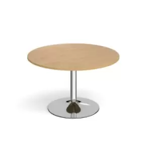 image of Genoa circular dining table with chrome trumpet base 1200mm - oak