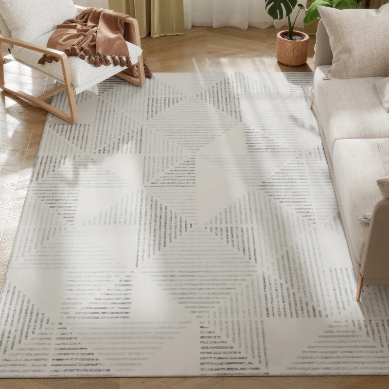 Image of HOMCOM HOMCOM Geometric Pattern Area Rug, Non-Slip Washable Rug in Grey Size: 160cm x 230cm Grey 160cm x 230cm Unisex 5063603666177
