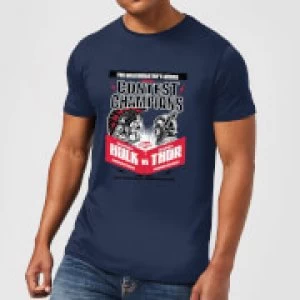 Image of Marvel Thor Ragnarok Champions Poster Mens T-Shirt - Navy - L