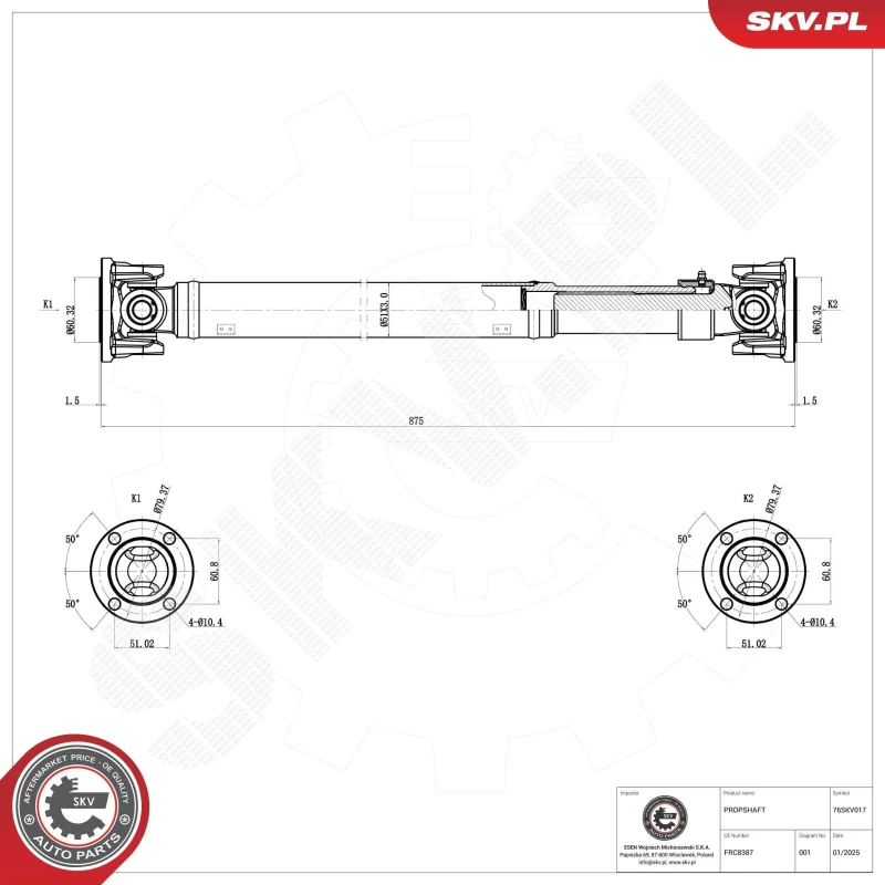 Image of ESEN SKV Propshaft, axle drive ESEN SKV 76SKV017