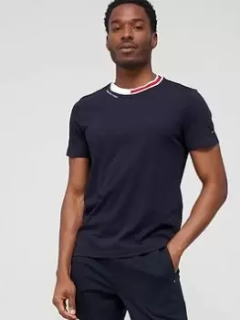 Image of Tommy Hilfiger Jacquard Collar T-Shirt - Desert Sky , Desert Sky Size M Men