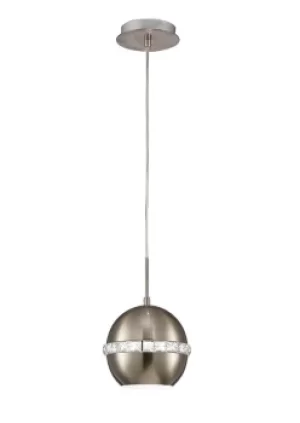 image of Andrea Dome Ceiling Pendant E27 Satin Nickel, Crystal