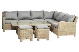 image of Royalcraft Wentworth Rattan 7 Piece Deluxe Modular Corner Dining Lounging Set Synthetic Rattan