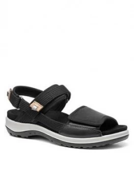 image of Hotter Quest Flat Sandals - Black, Size 4, Women